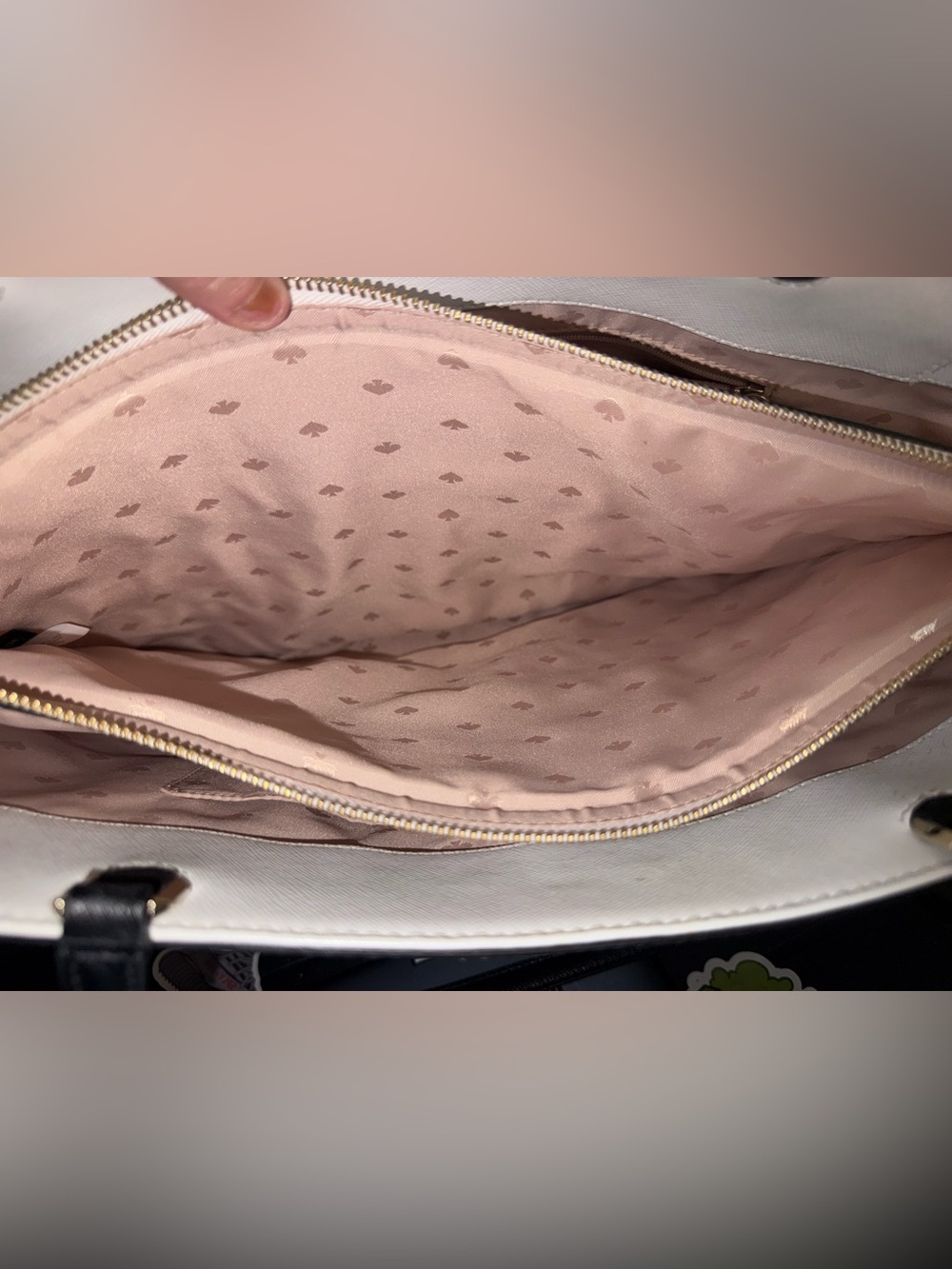 kate spade Beige, White & Black Leather Tote - Picture 12 of 16